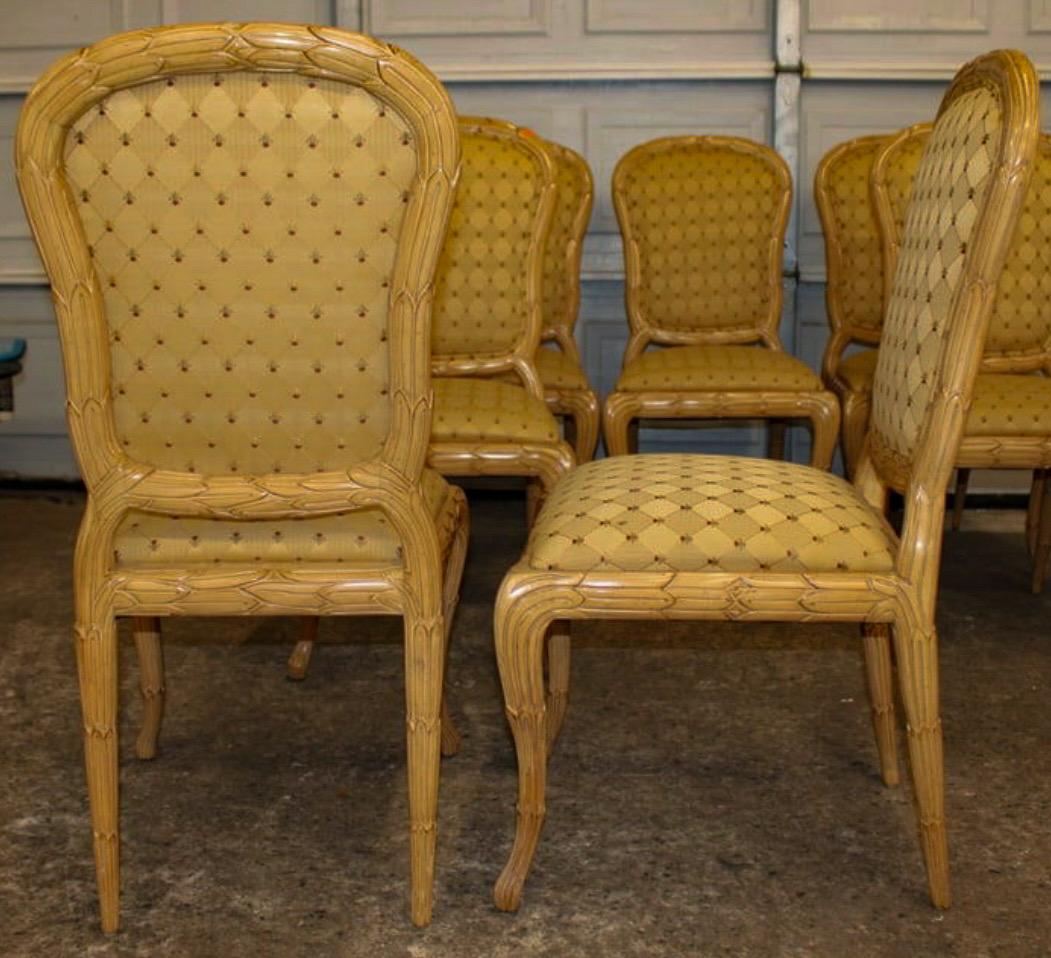 Dennis And Leen Stil geschnitzte Faux Bois / Palm Frond Esszimmerstühle - $/8 im Angebot 1
