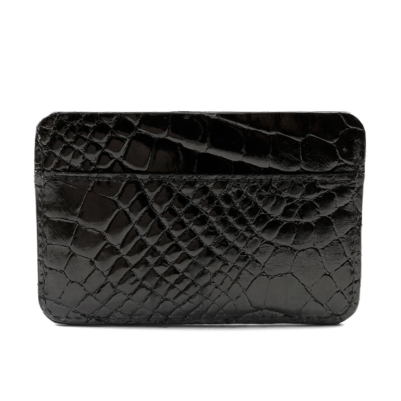 Dennis Basso Black Alligator Wallet - mint condition.  Small case perfect for cards.  Unisex. 
