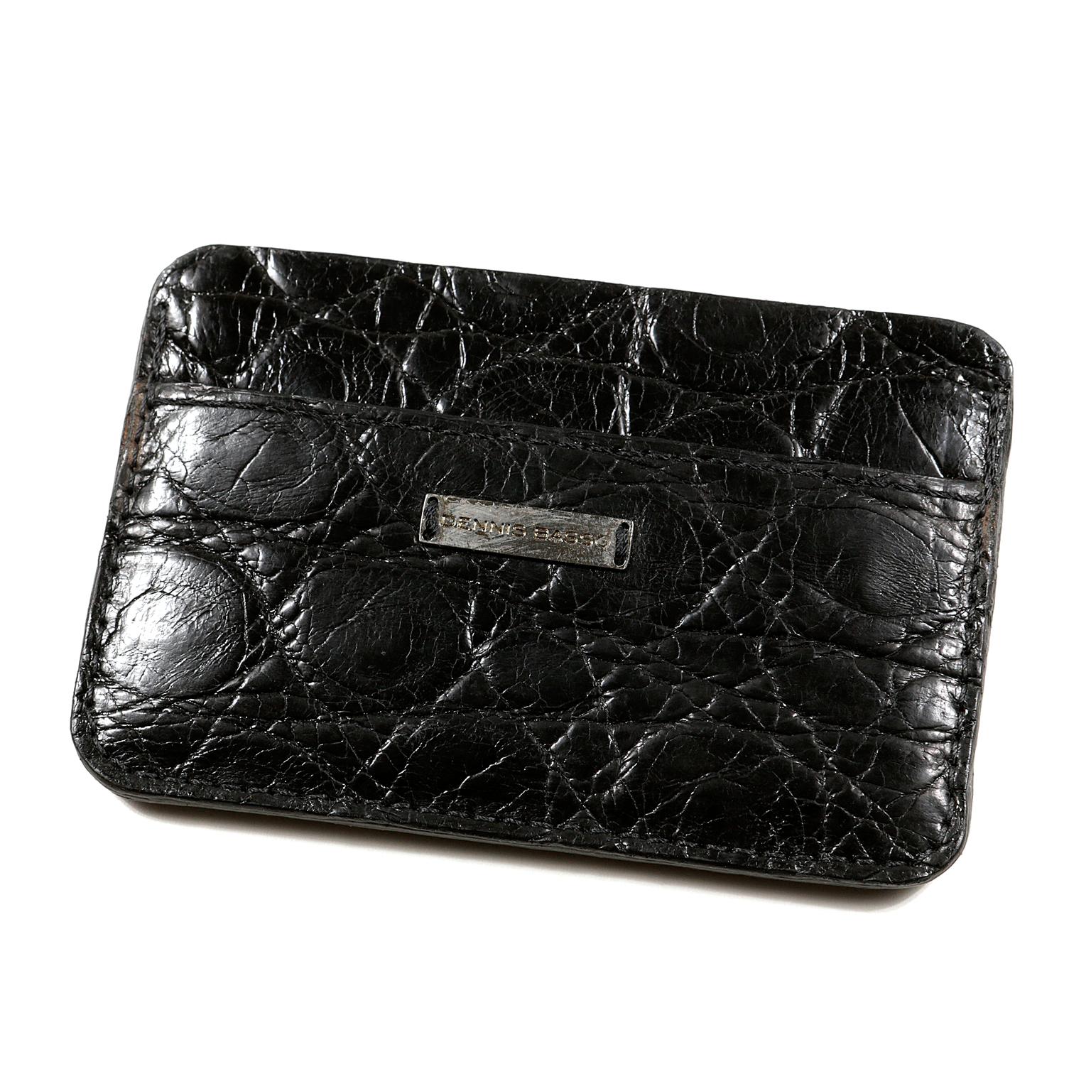 Dennis Basso Black Alligator Unisex Wallet In Excellent Condition In Palm Beach, FL