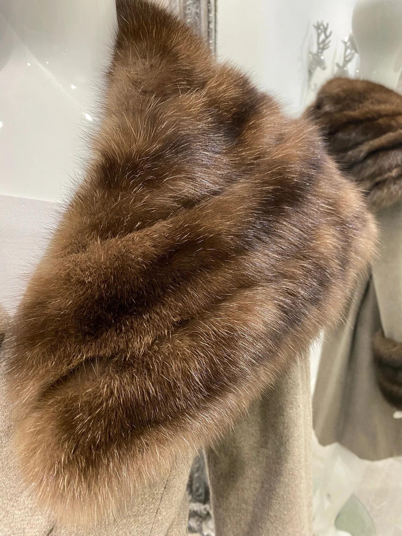 Dennis Basso Cashmere & Russian Sable Mink Fur Coat In Excellent Condition In London, GB