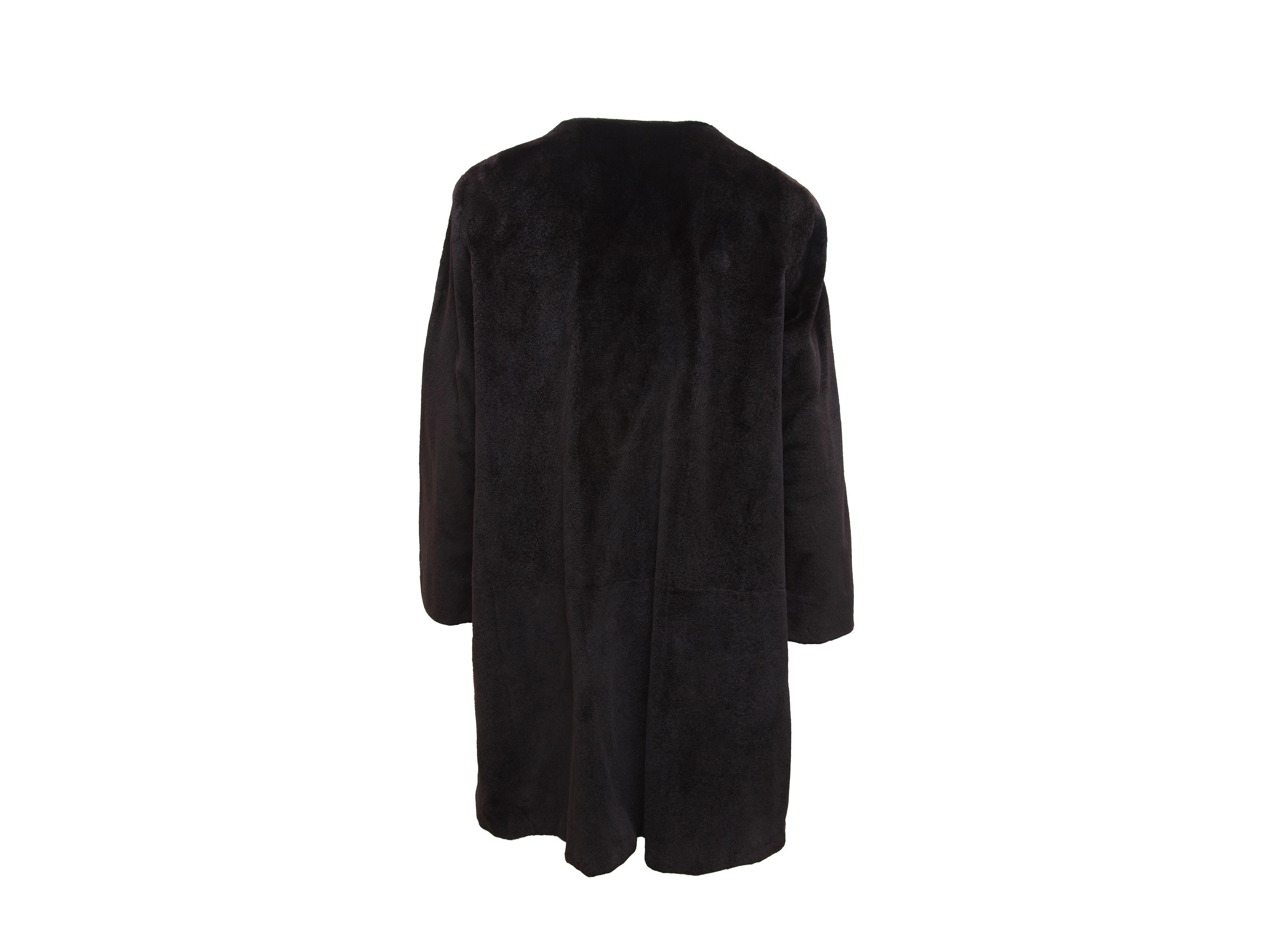 Black Dennis Basso Chocolate Brown Sheared Mink 3/4 Coat