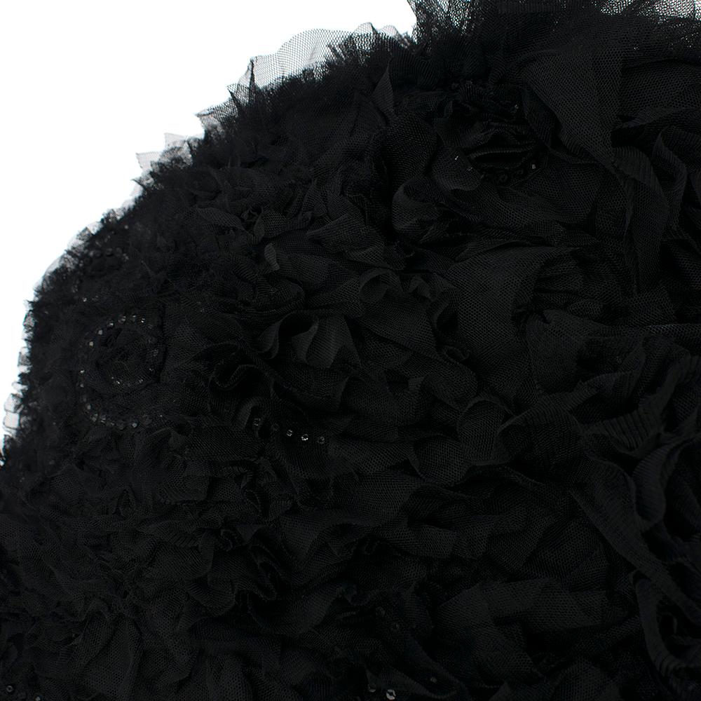 Dennis Basso Embroidered Tulle Deep V-Neck Asymmetric Silk Dress SIZE S 1