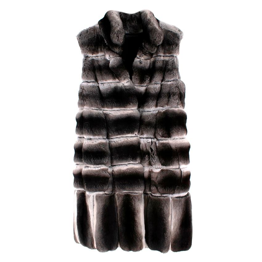 Black Dennis Basso Natural Chinchilla Fur Gilet - Size US 2 For Sale