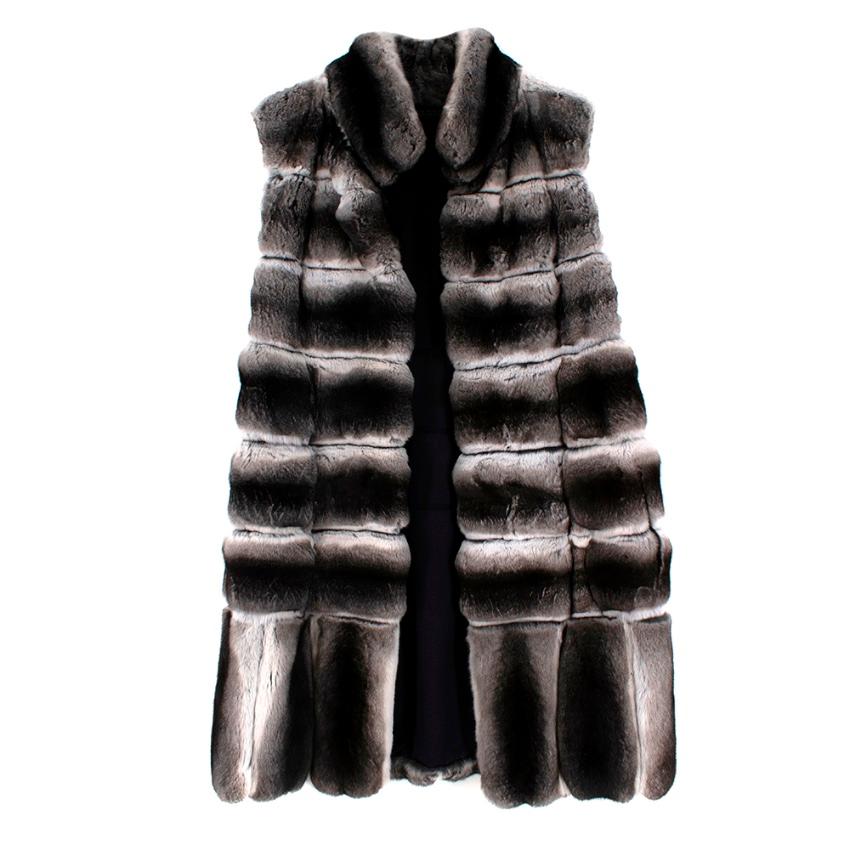 Dennis Basso Natural Chinchilla Fur Gilet - Size US 2 In Excellent Condition For Sale In London, GB