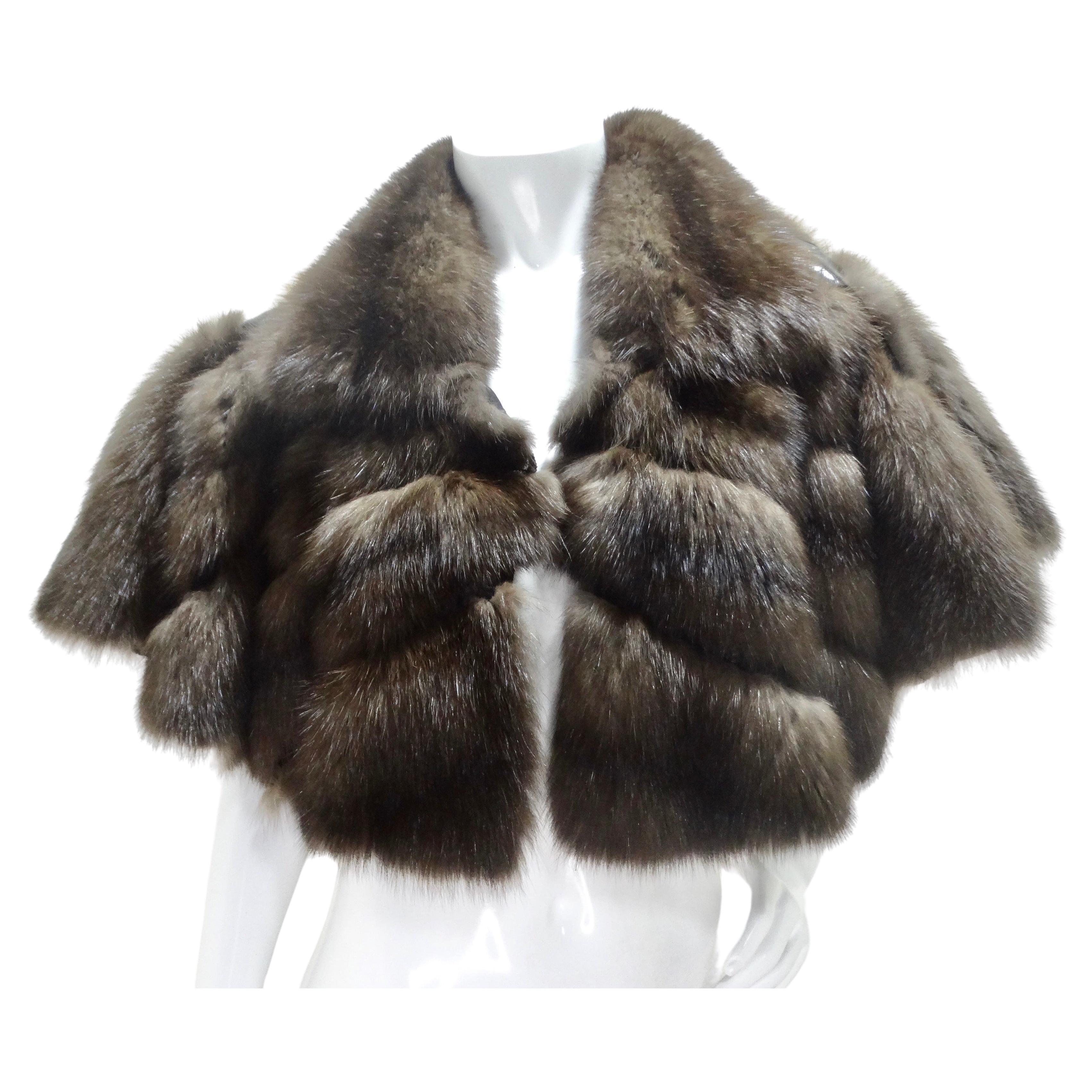 Dennis Basso Russian Sable Cropped Cape For Sale