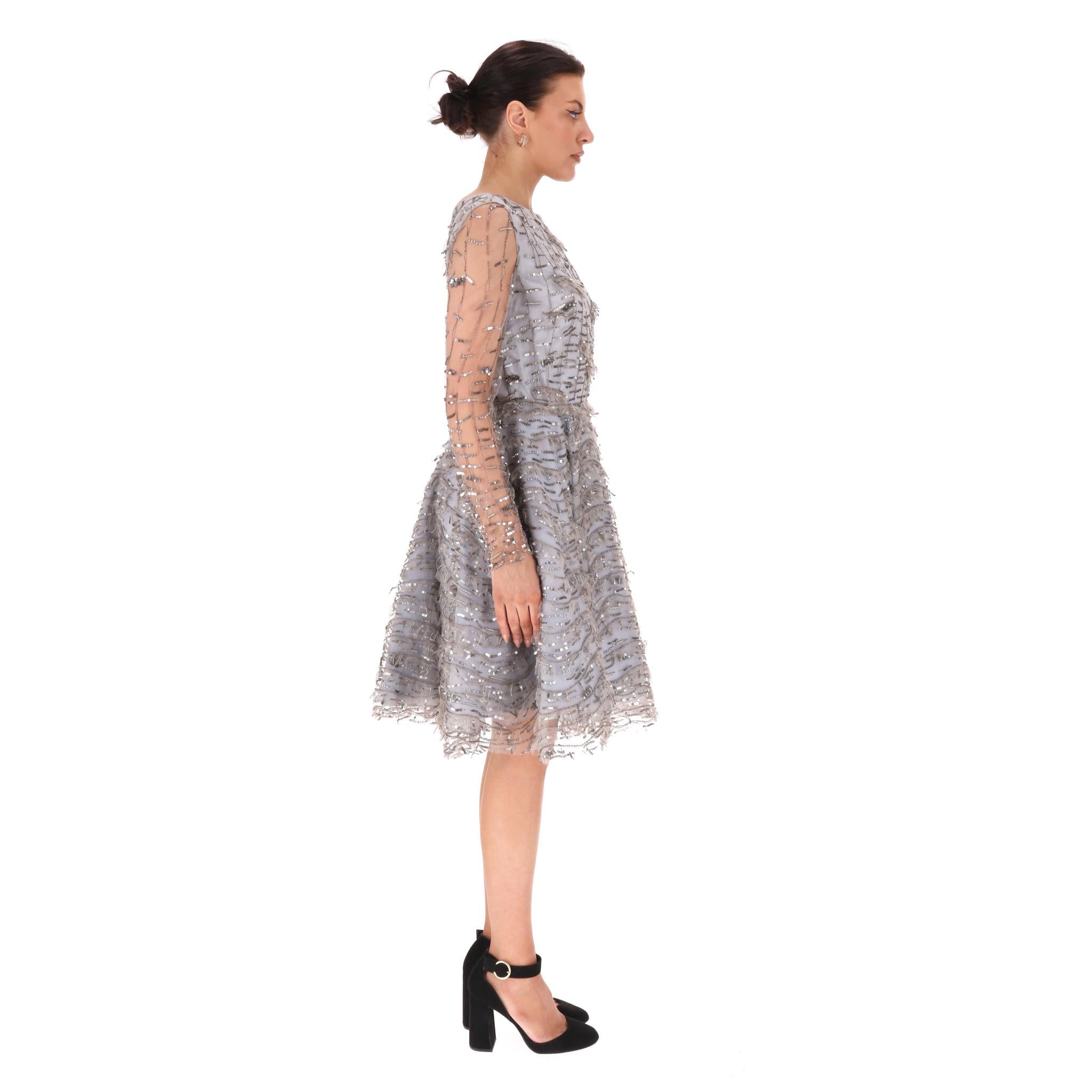 Grigio Dennis Basso - Vestito impreziosito da paillettes in vendita