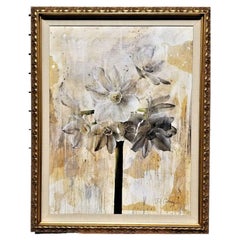 Dennis Carney "Fiori bianchi" Pittura ad olio originale firmata