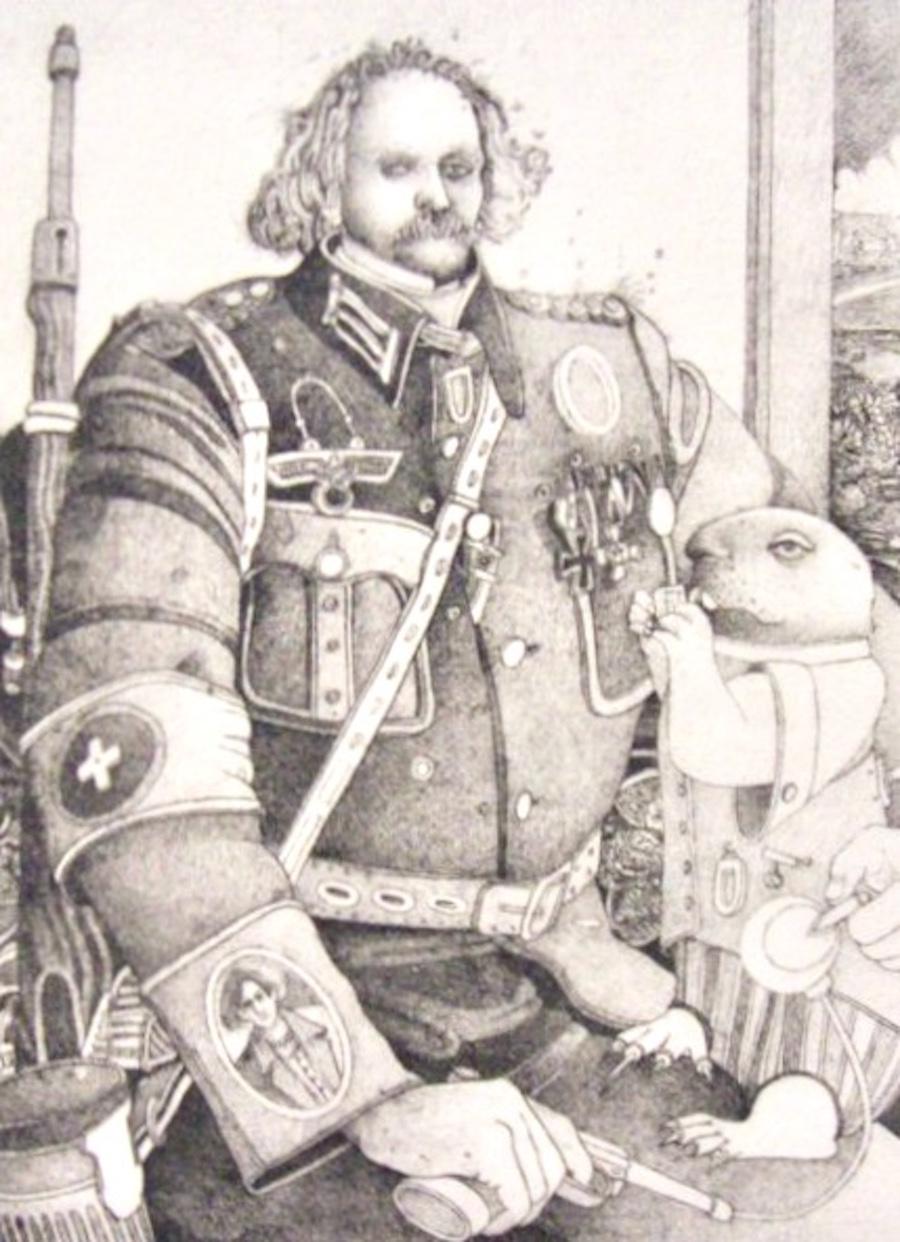 Dennis Corrigan, Nathaniel Hawthorne in posa con un gopher vestito in modo formale, 1978 in vendita 3