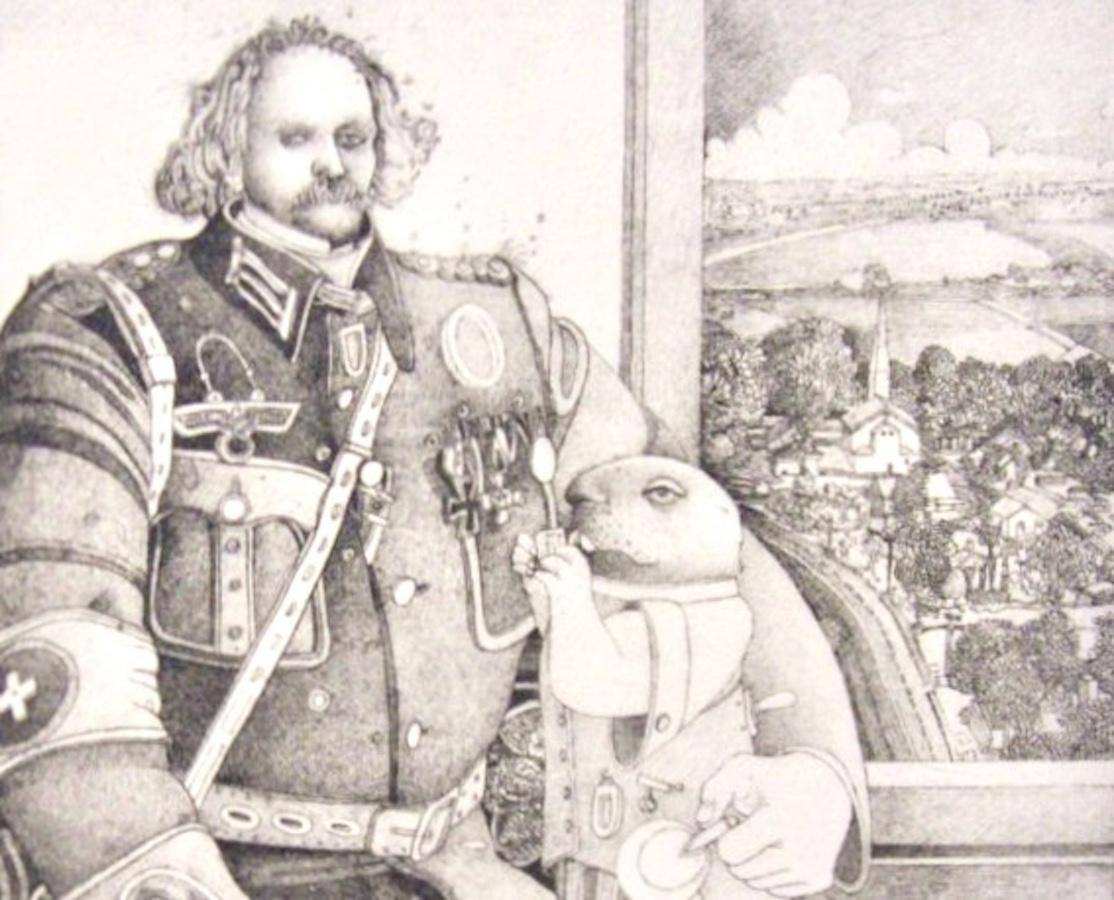Dennis Corrigan, Nathaniel Hawthorne in posa con un gopher vestito in modo formale, 1978