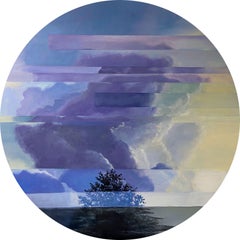 Peinture - Nuages, huile sur panneau de bois