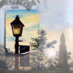 Gas Lamp, Painting, Oil on MDF Panel