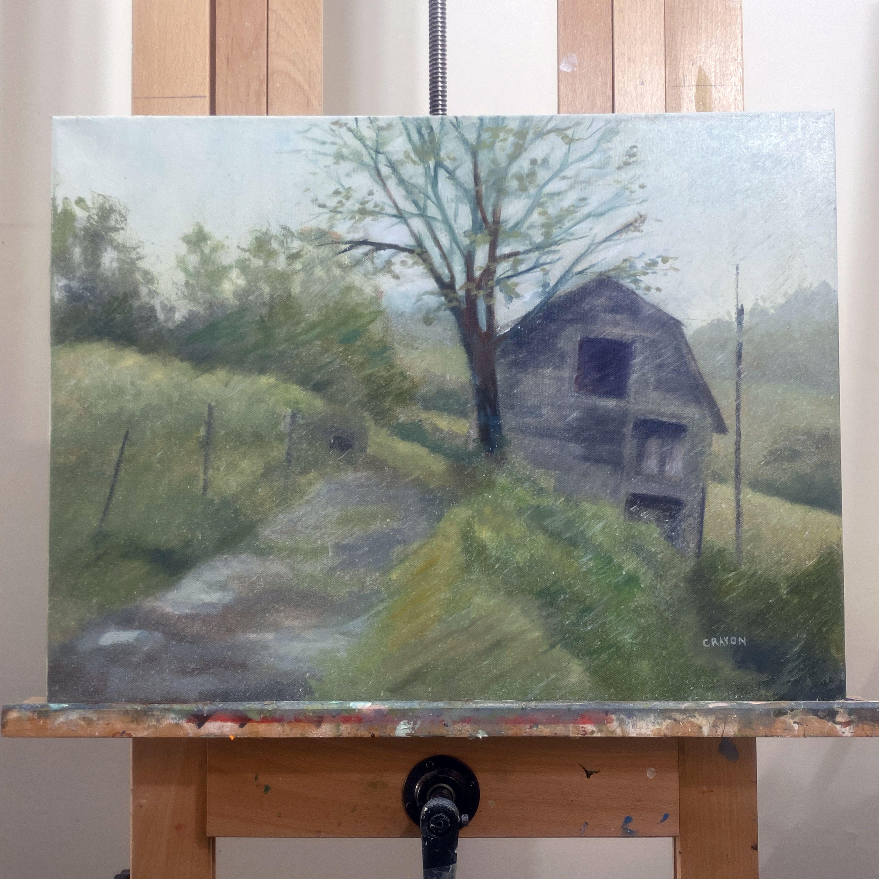 Pesado con la lluvia, Pintura, Óleo sobre lienzo en venta 2