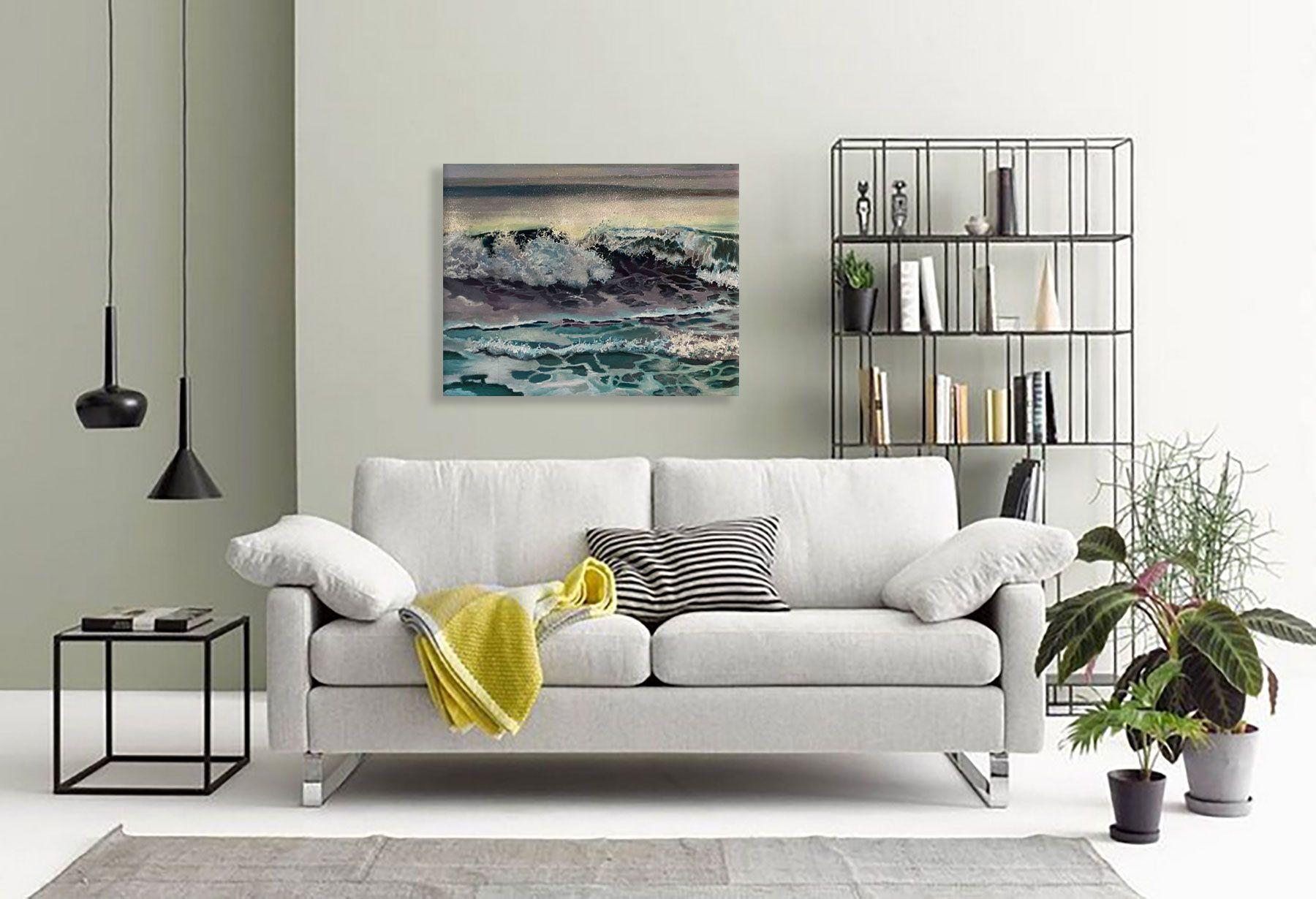 PURA VIDA WAVE, Painting, Oil on Canvas For Sale 1
