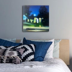 Suburban Nocturnal 1, Painting, Oil on Wood Panel