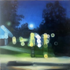 Suburban Nocturnal 1, Painting, Oil on Wood Panel