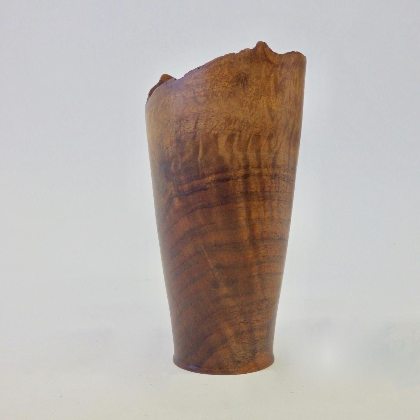 Mid-Century Modern Dennis Elliot Live Edge Claro Walnut Turned Wood Vase