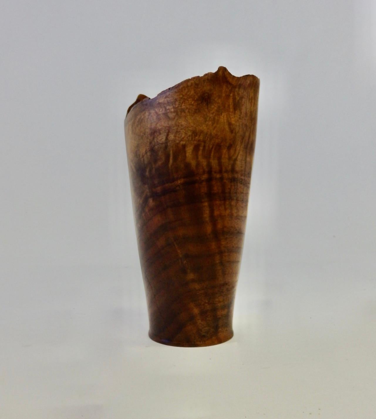 American Dennis Elliot Live Edge Claro Walnut Turned Wood Vase