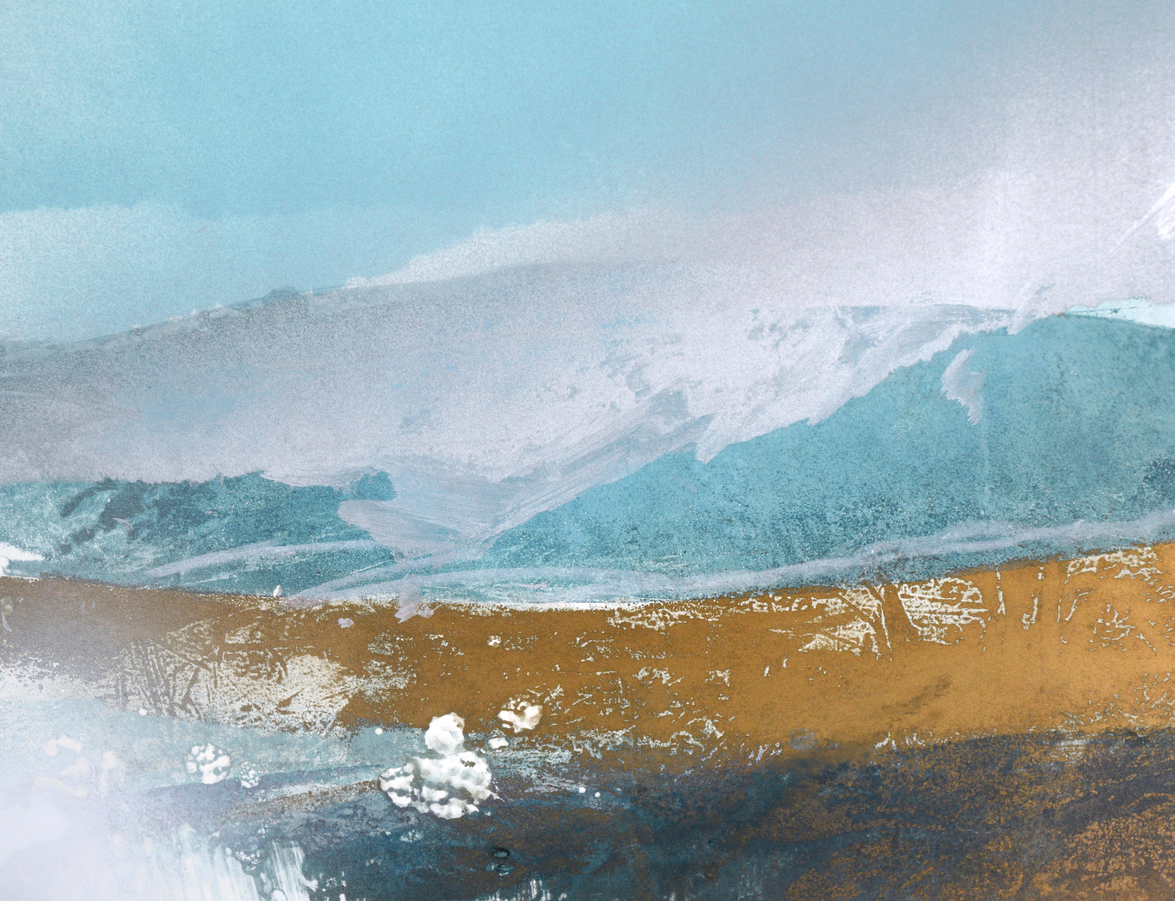Monographie abstraite à grande échelle d'un paysage marin - Acrylique et pastel sur papier en vente 1