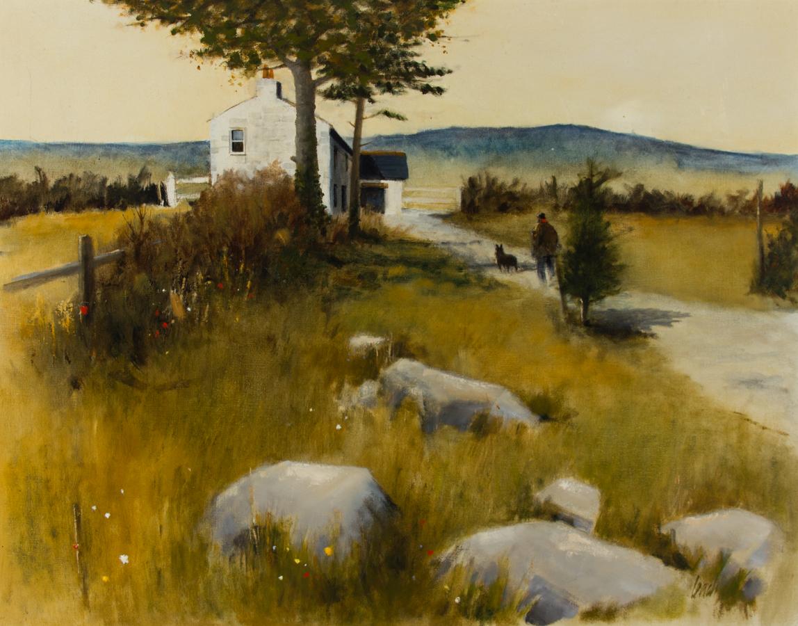 Dennis G. Leach Dennis G. Leach Framed Contemporary Oil, Farm in