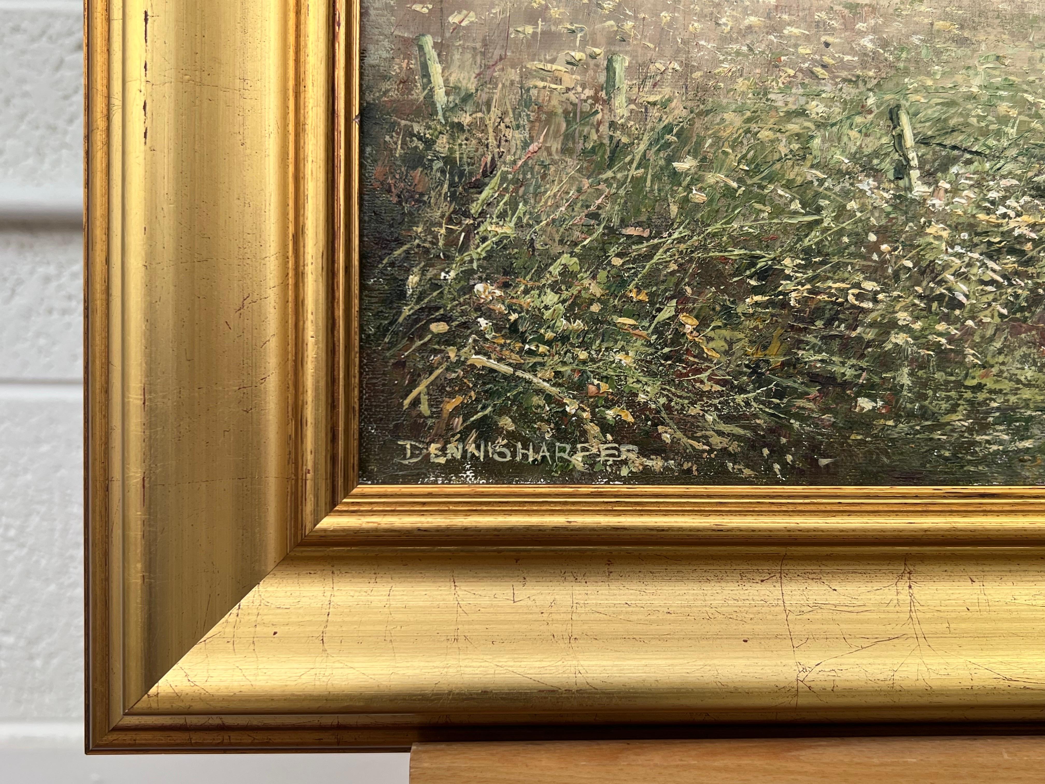 Rural Field Landscape Oil Painting of an Idyllic English Countryside Scene For Sale 7