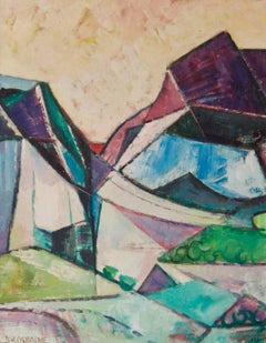 Abstract Landscape - Mid 20th Century Cubist Oil Piece - Dennis Henry Osborne