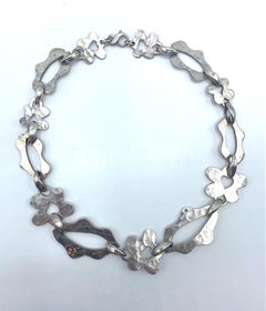 Dennis Higgins Modernist 1990s Sterling Silver Abstract Necklace