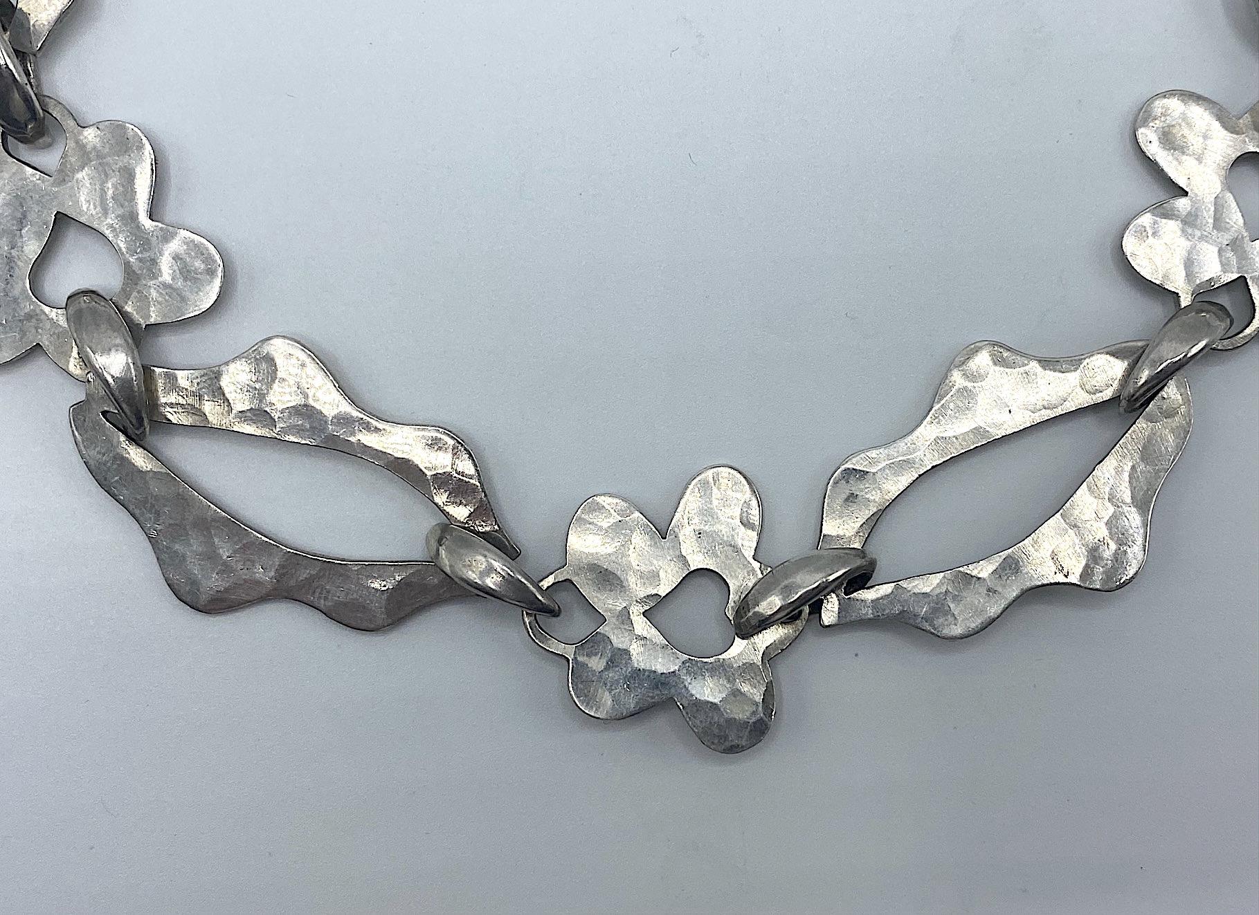 Dennis Higgins Modernist 1990s Sterling Silver Abstract Necklace In Excellent Condition In New York, NY