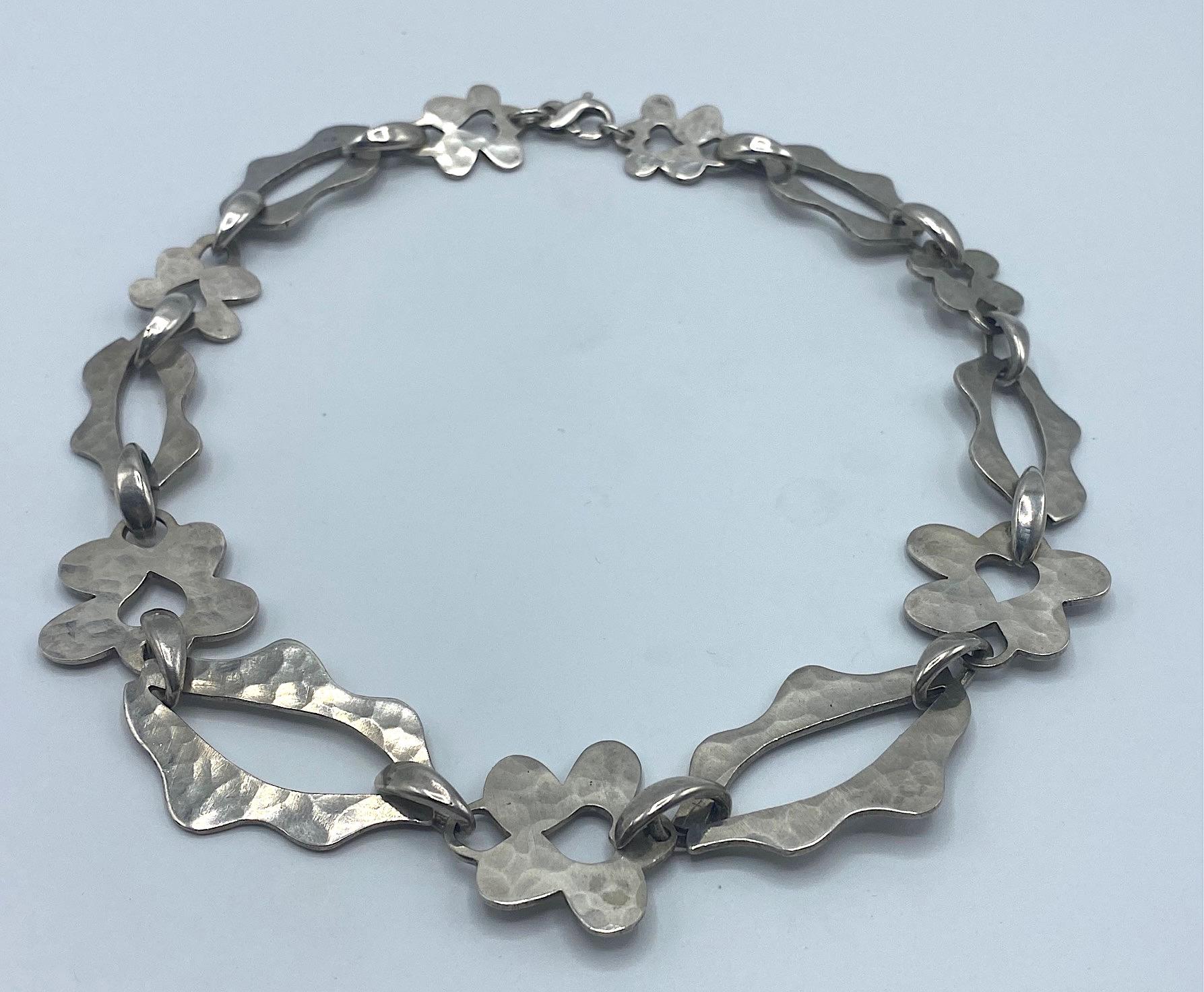 Women's or Men's Dennis Higgins Modernist 1990s Sterling Silver Abstract Necklace