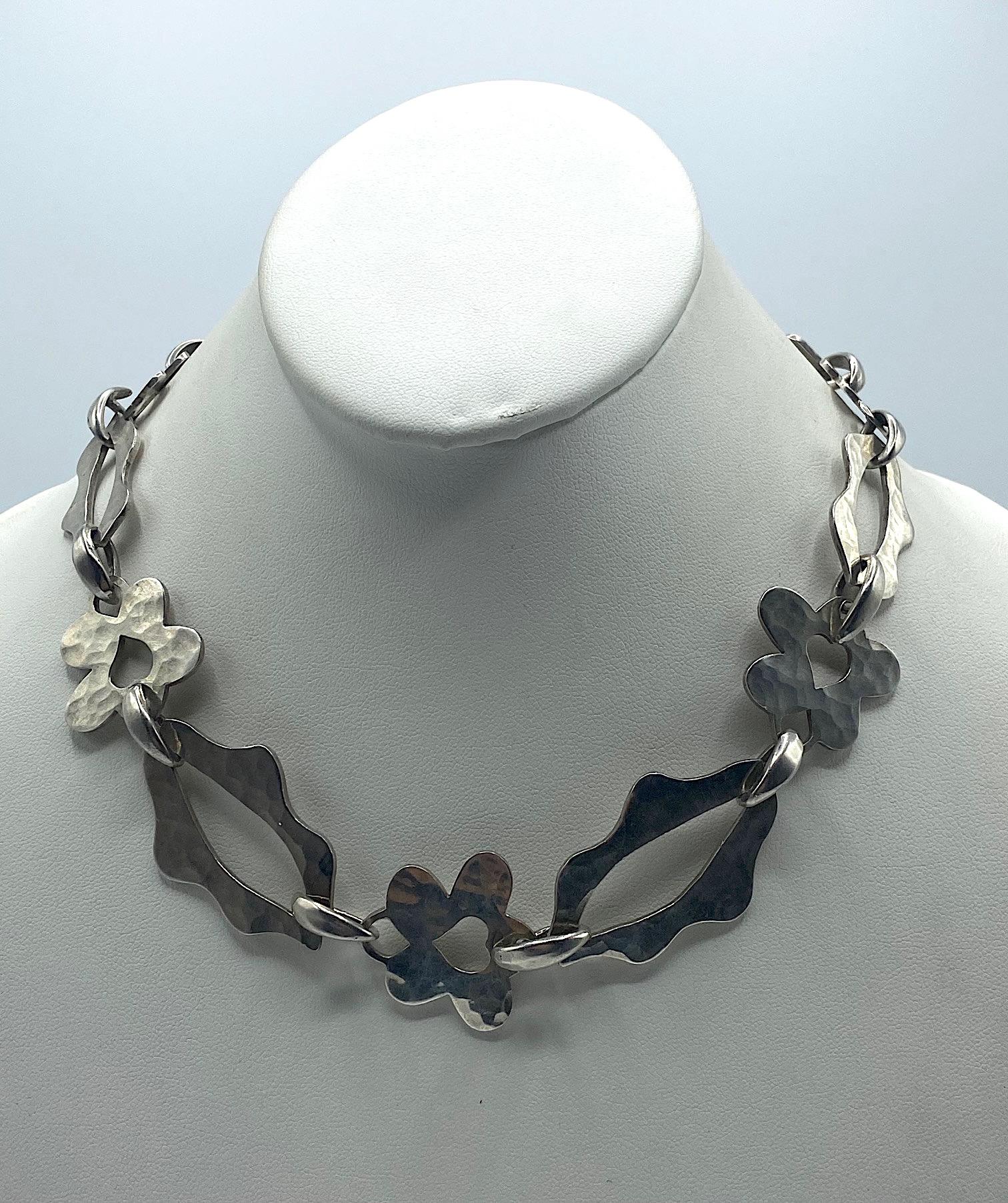 Dennis Higgins Modernist 1990s Sterling Silver Abstract Necklace 3