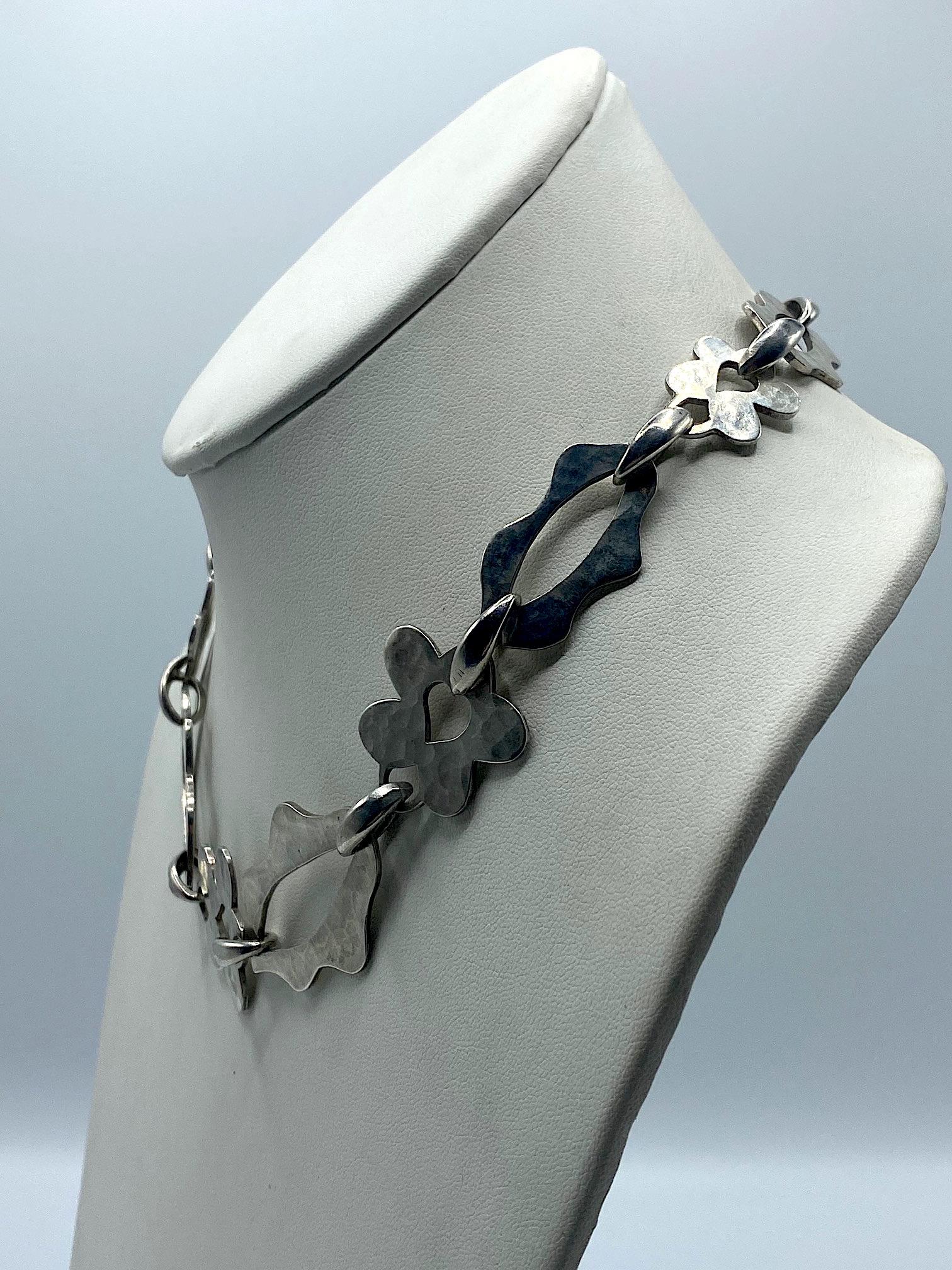 Dennis Higgins Modernist 1990s Sterling Silver Abstract Necklace 4