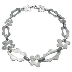 Vintage Dennis Higgins Modernist 1990s Sterling Silver Abstract Necklace