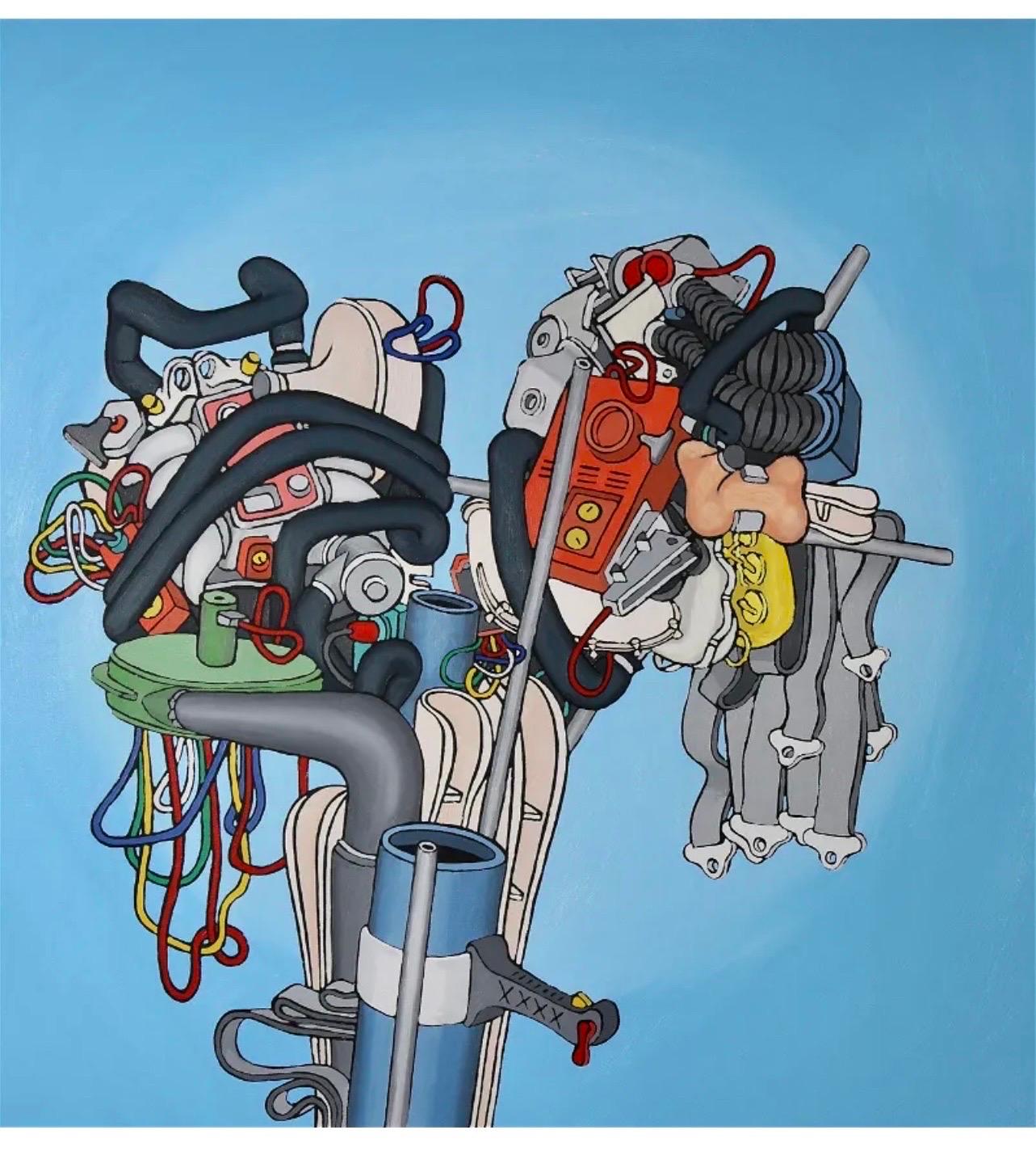 Pop Art Painting Dennis Hollingsworth LA Spanish Artist Post Modernist Abstract For Sale 2