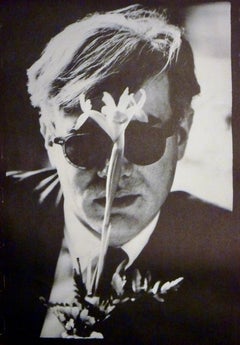 Dennis Hopper Out of the Sixties exhibit poster (Hopper Andy Warhol with flower)