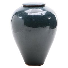 Dennis Kirchmann Art Pottery Lidded Vase in Midnight Blue