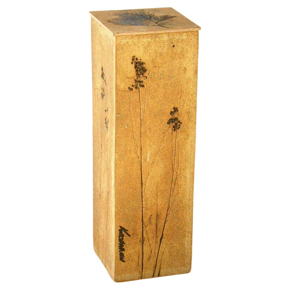 Ceramic Jardinière 'Planter and Stand' Pedestal Decorated with Flowers