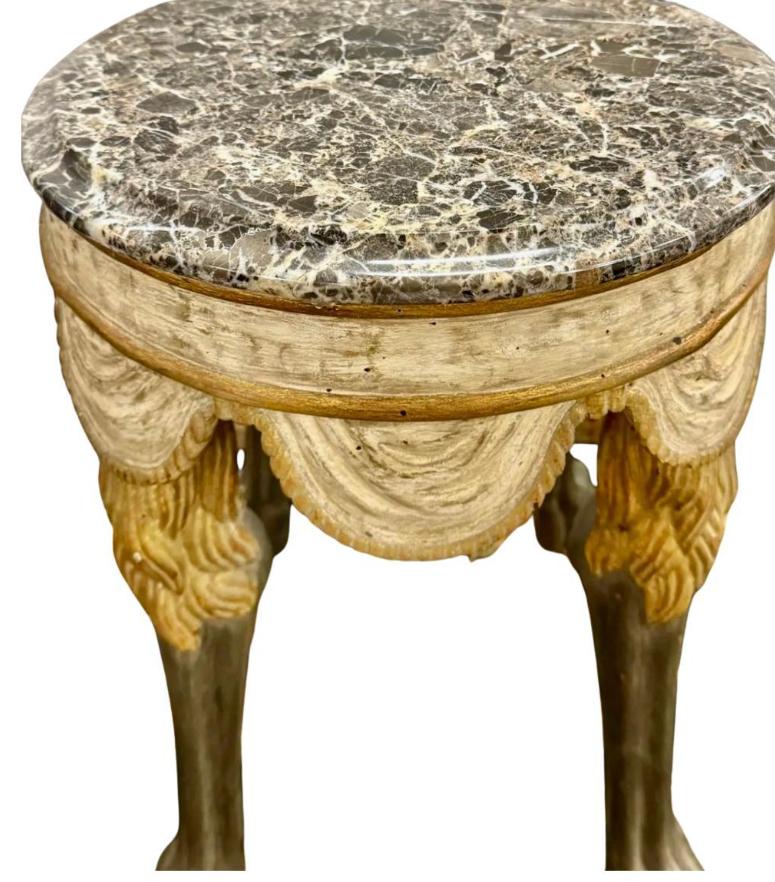Dennis & Leen 18th C Style Lion Leg Marble Top Side Table In Good Condition In LOS ANGELES, CA