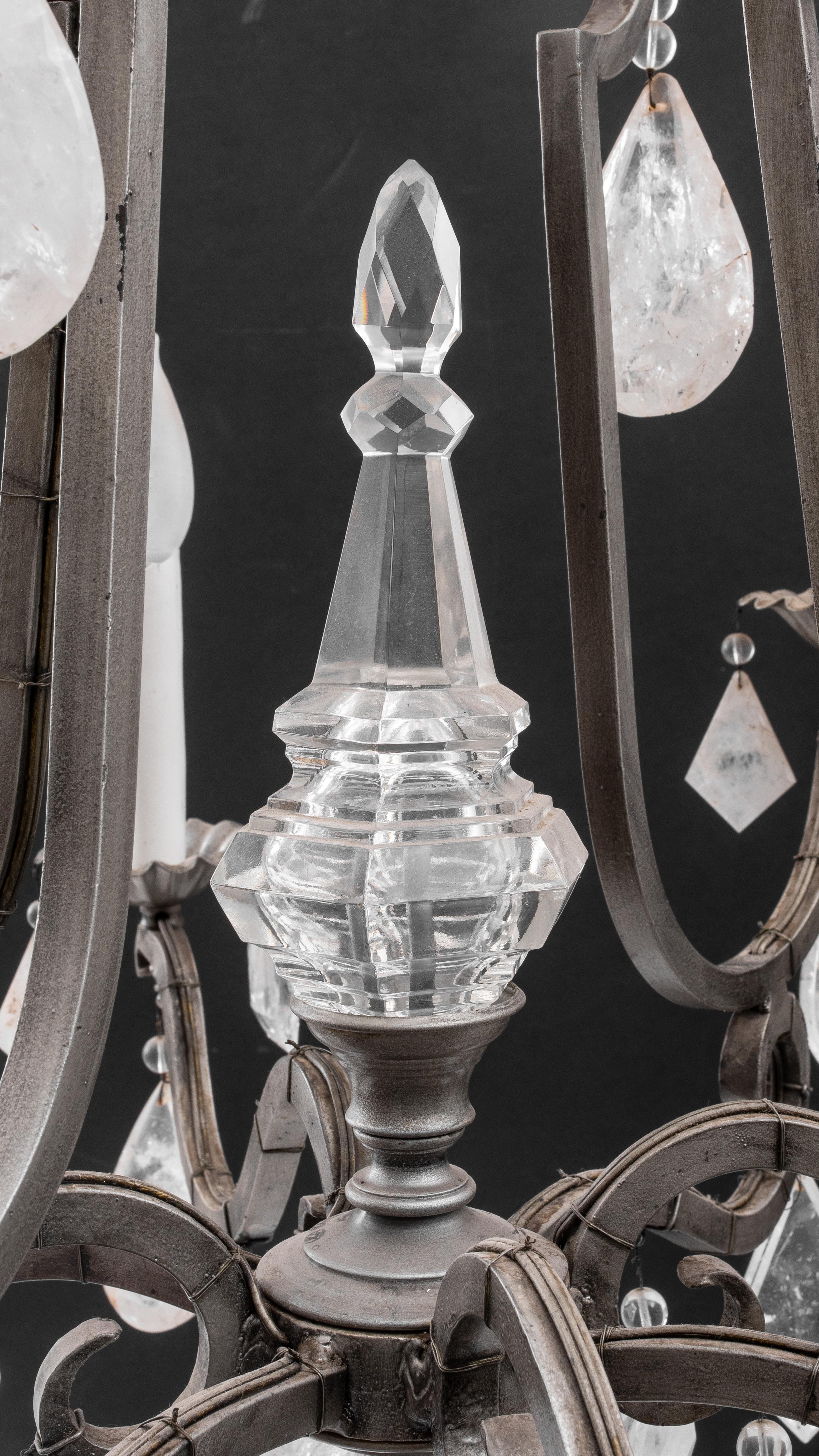 Dennis & Leen Attributed Rock Crystal Chandelier In Good Condition In Astoria, NY