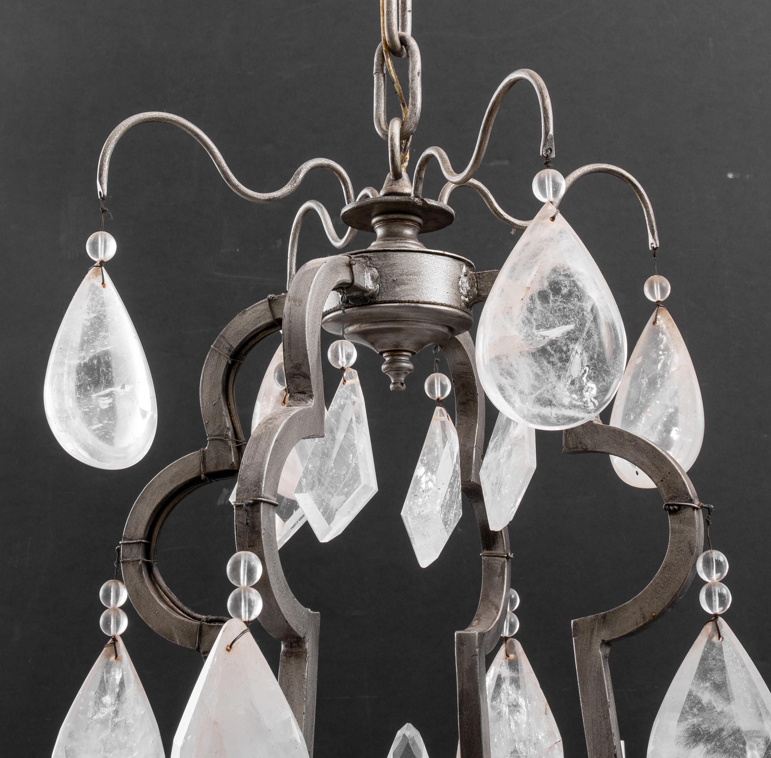 Metal Dennis & Leen Attributed Rock Crystal Chandelier