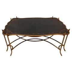 Dennis & Leen Black Chinoiserie Regency Style Faux Bois Coffee Table