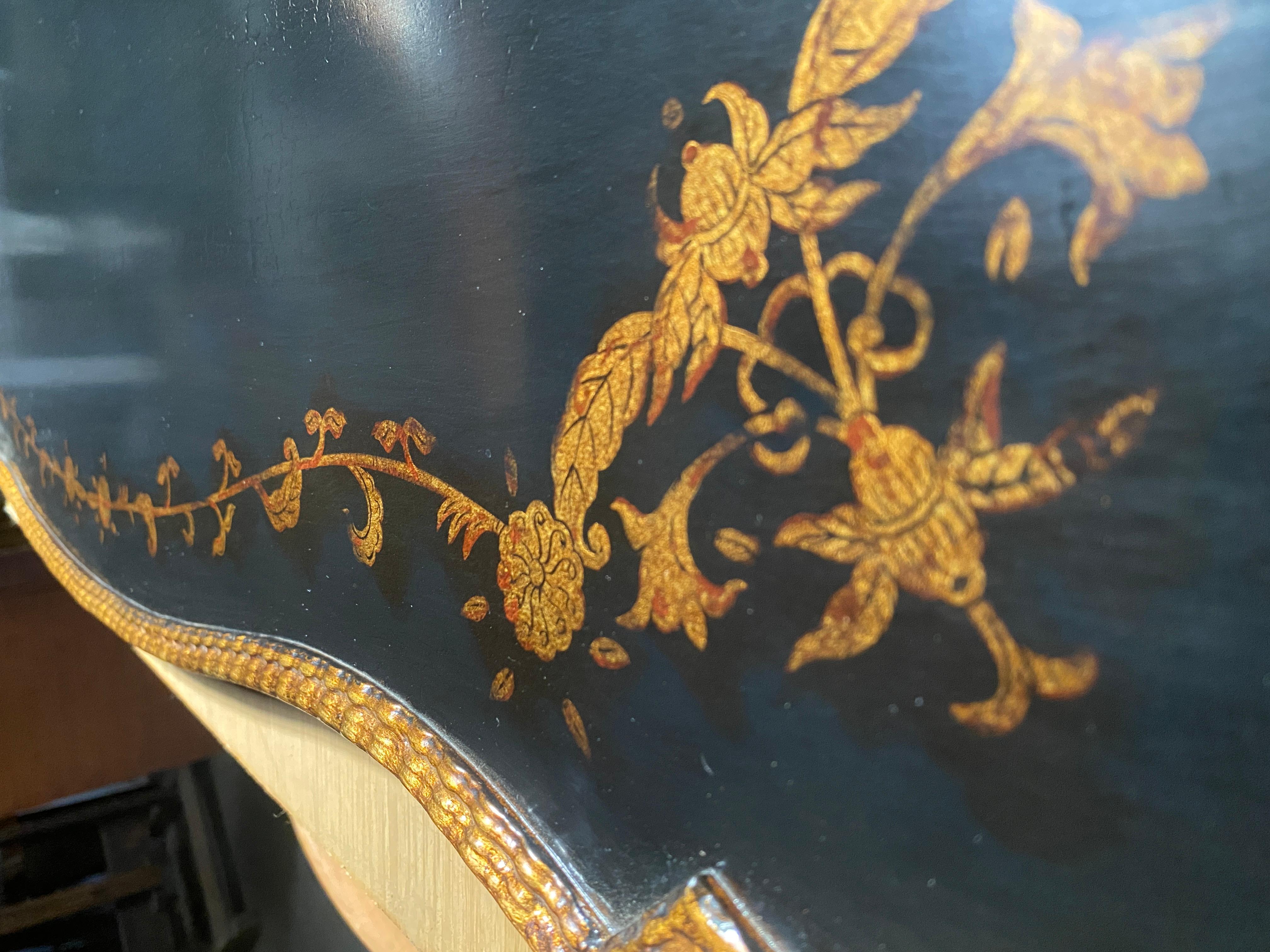 Dennis & Leen Black Lacquer Gilt Chinoiserie Cocktail or Coffee Table 3