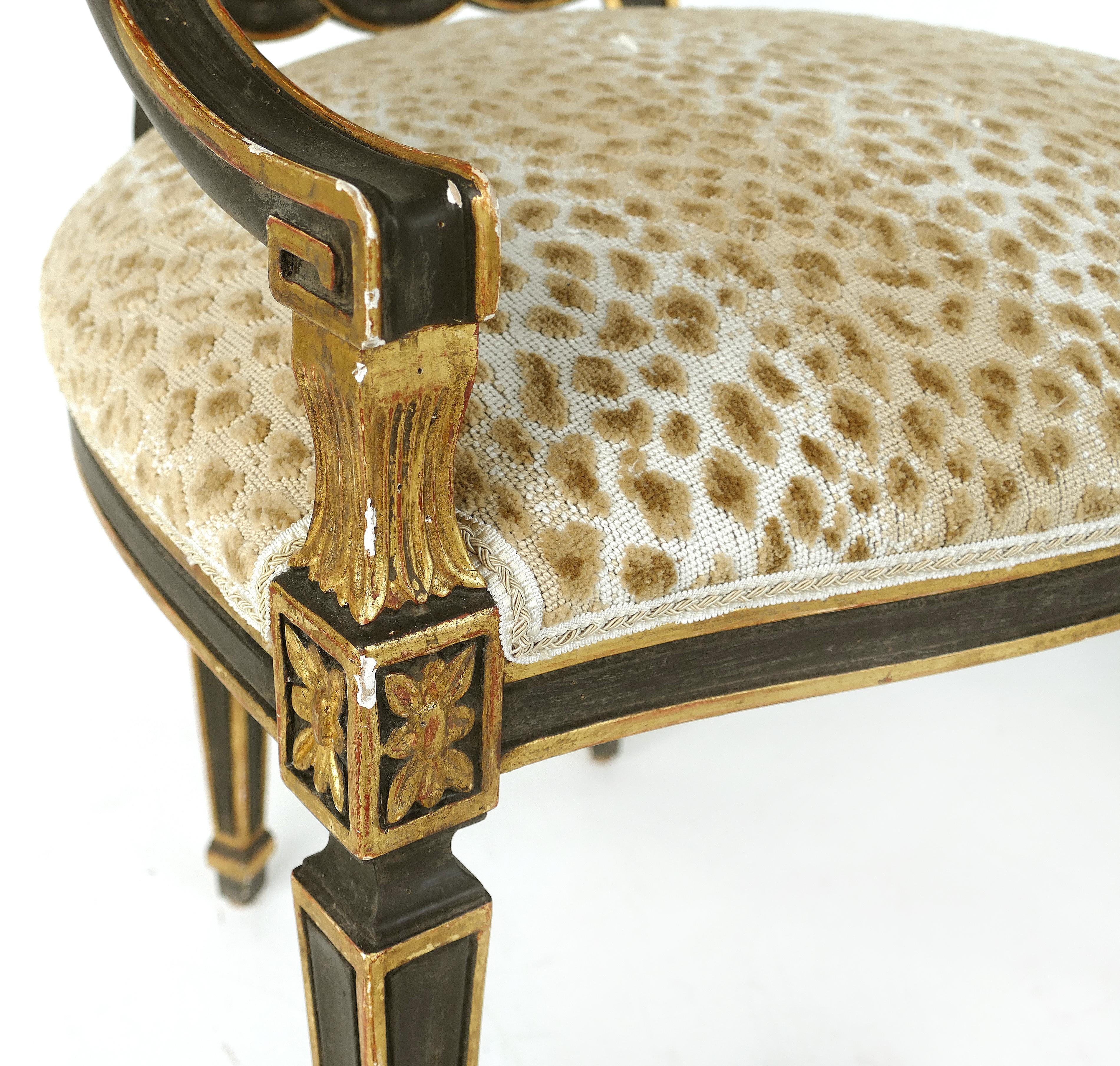 Dennis & Leen Ebonized and Parcel-Gilt Armchairs in the Neoclassical Style 4