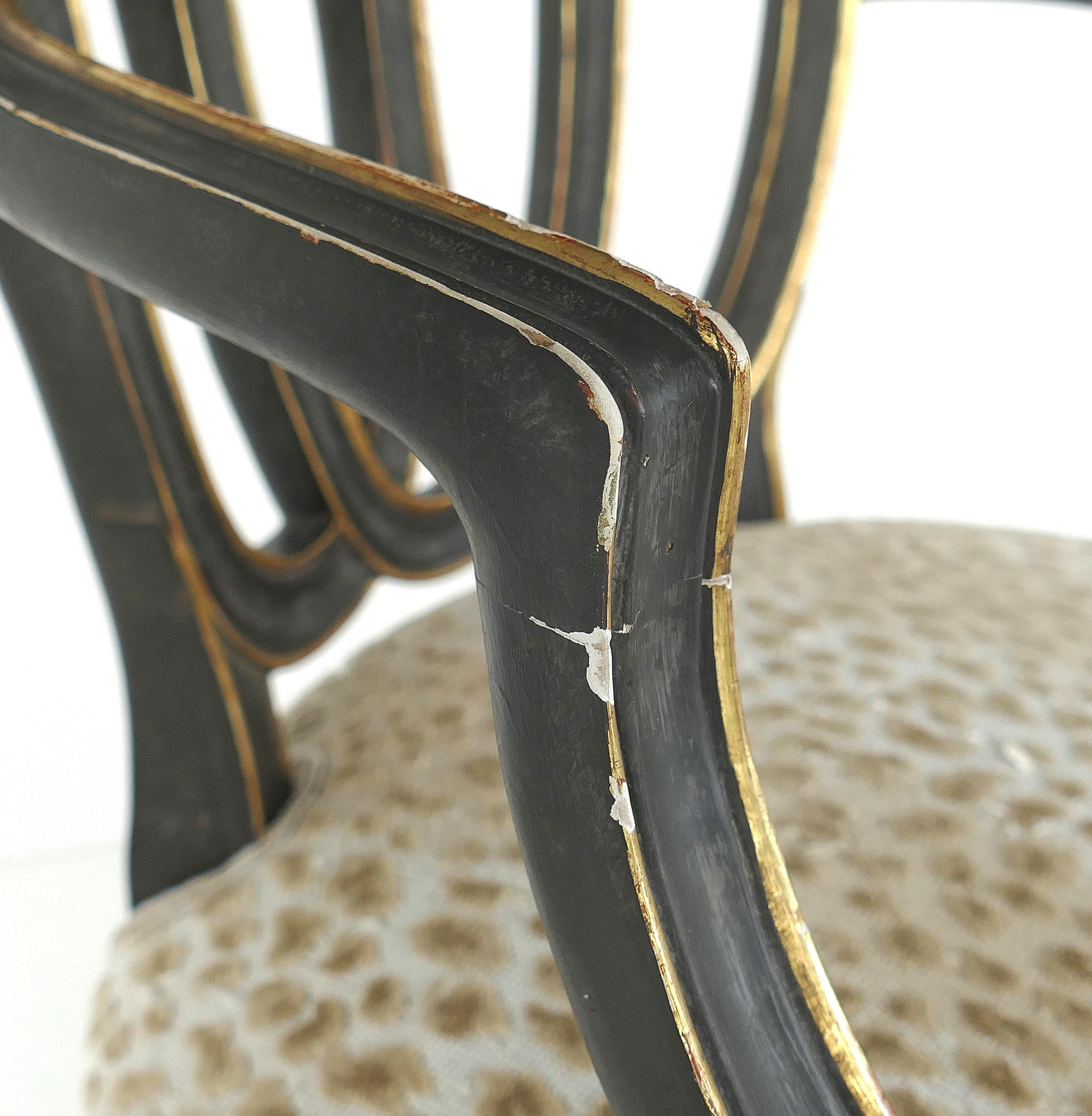 Dennis & Leen Ebonized and Parcel-Gilt Armchairs in the Neoclassical Style 5
