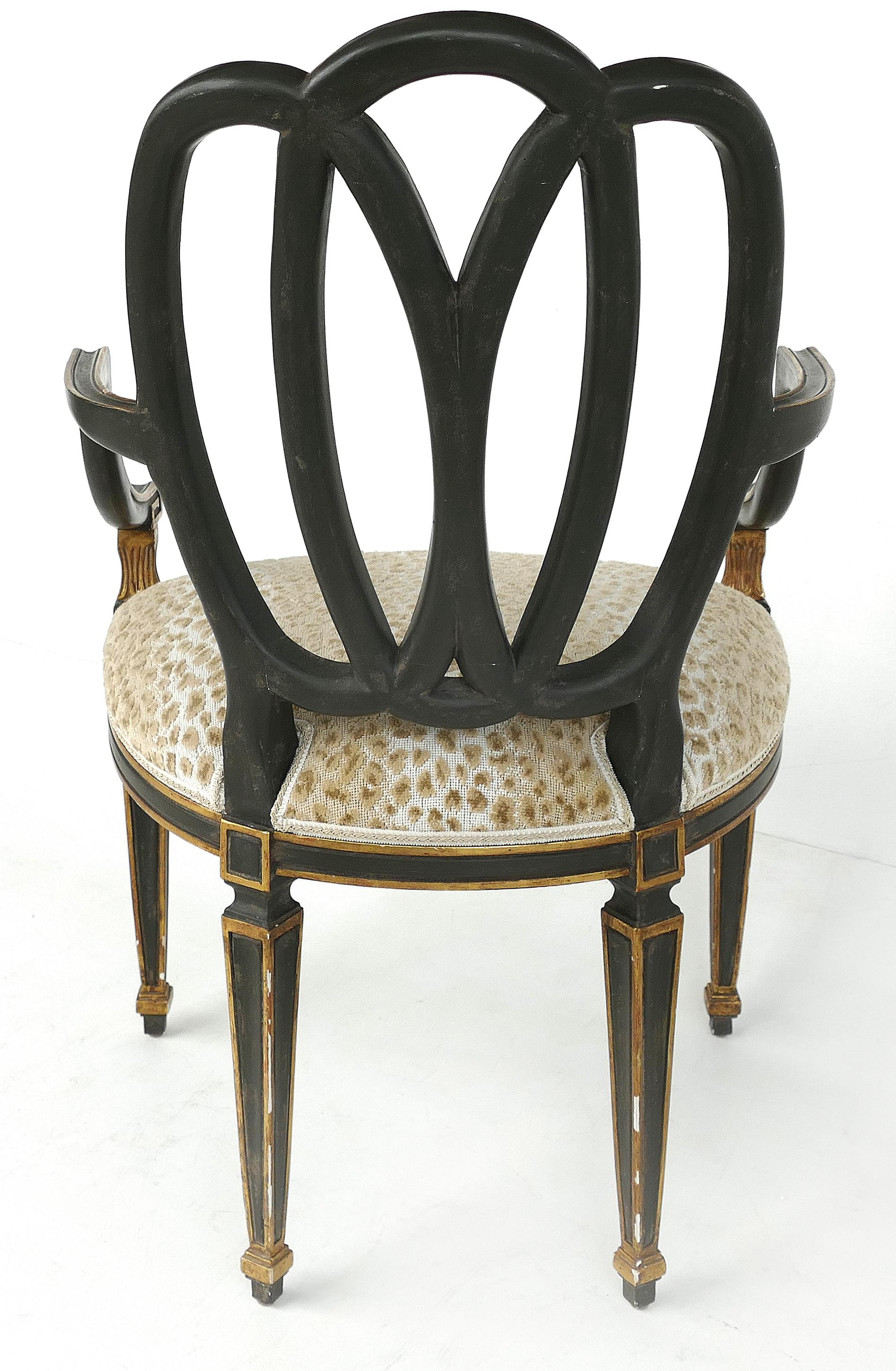 Contemporary Dennis & Leen Ebonized and Parcel-Gilt Armchairs in the Neoclassical Style