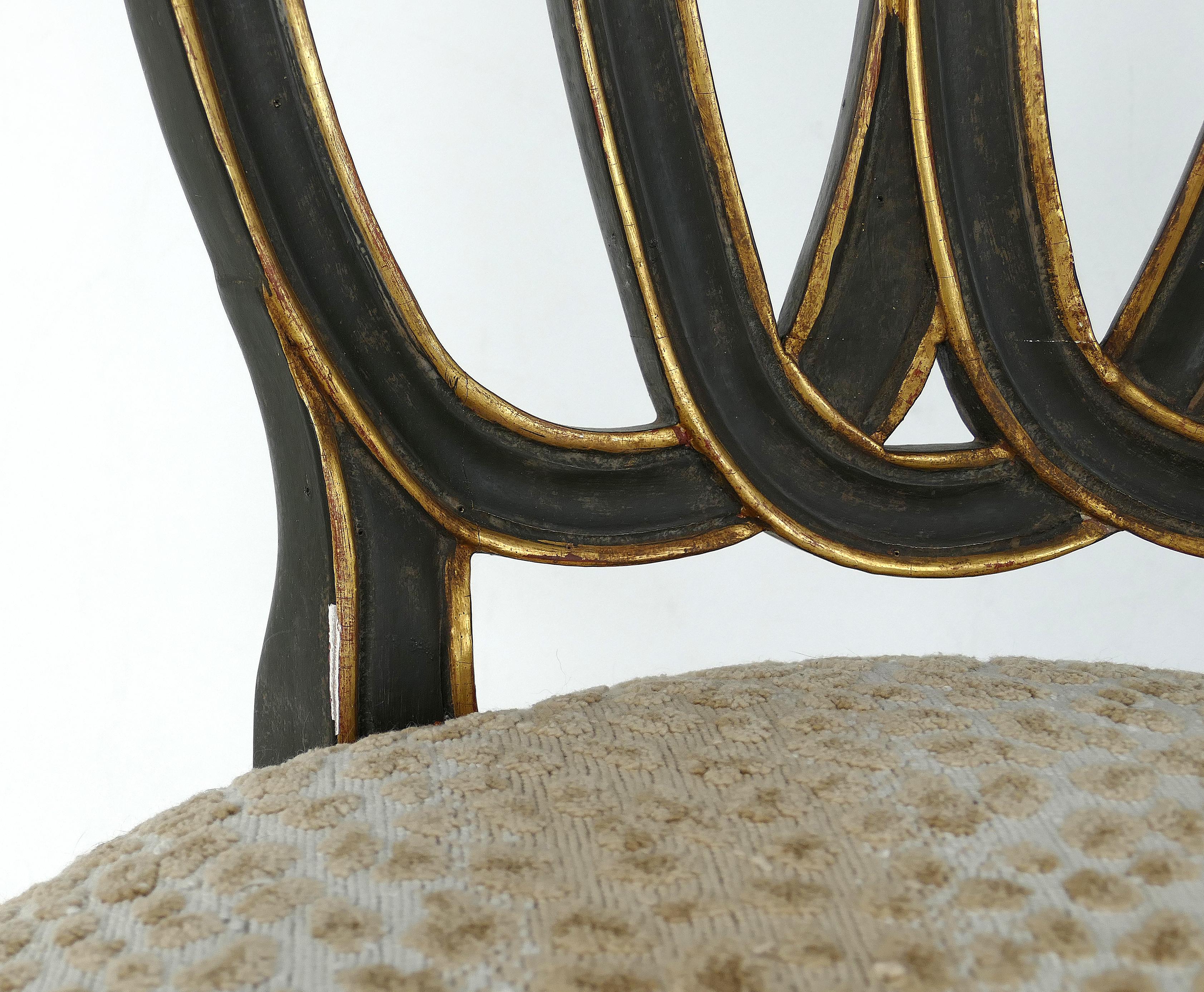 Dennis & Leen Ebonized and Parcel-Gilt Armchairs in the Neoclassical Style 2