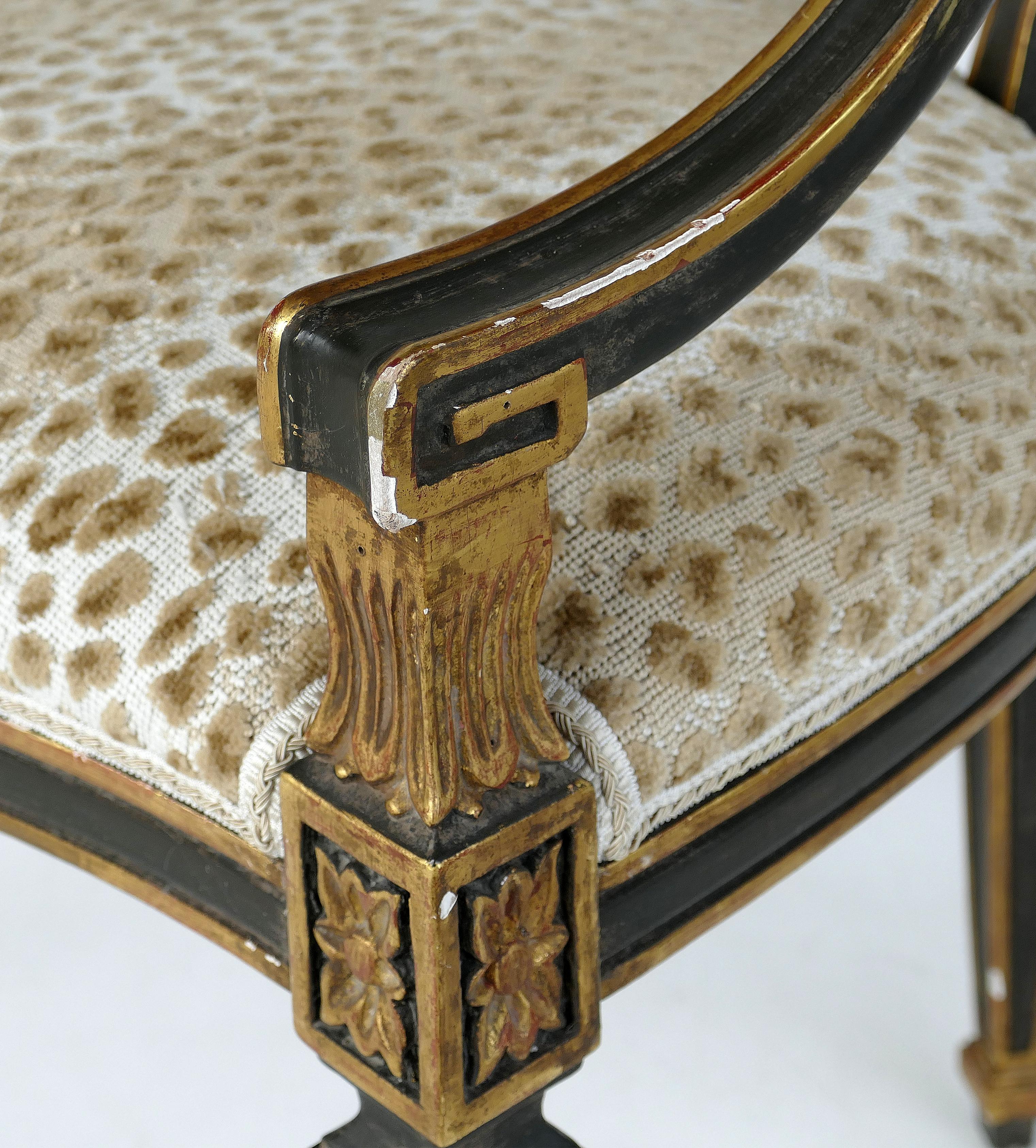 Dennis & Leen Ebonized and Parcel-Gilt Armchairs in the Neoclassical Style 3
