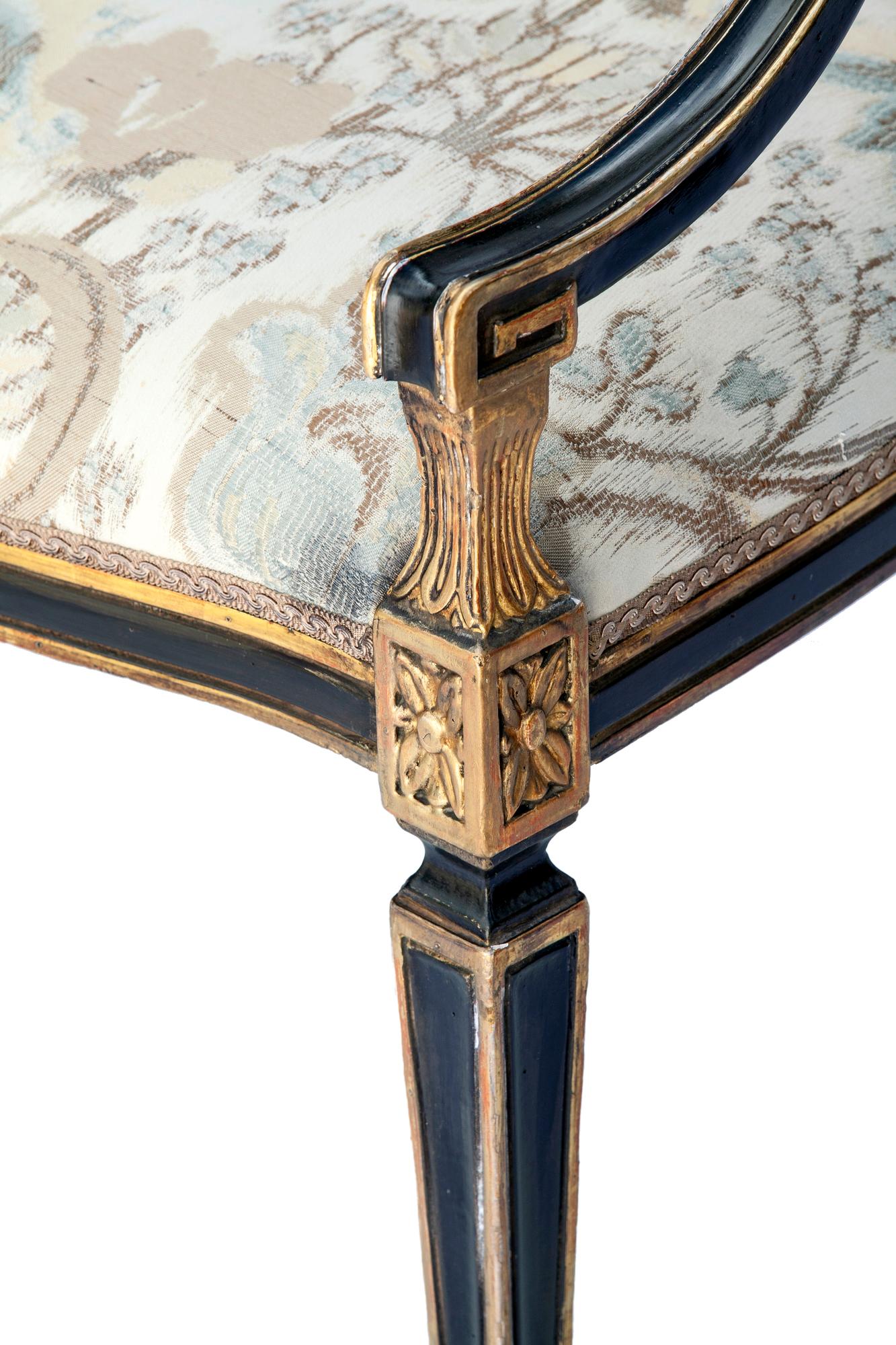 Dennis & Leen Ebonized and Parcel-Gilt Bracelet Armchairs; a pair In Good Condition In Malibu, CA