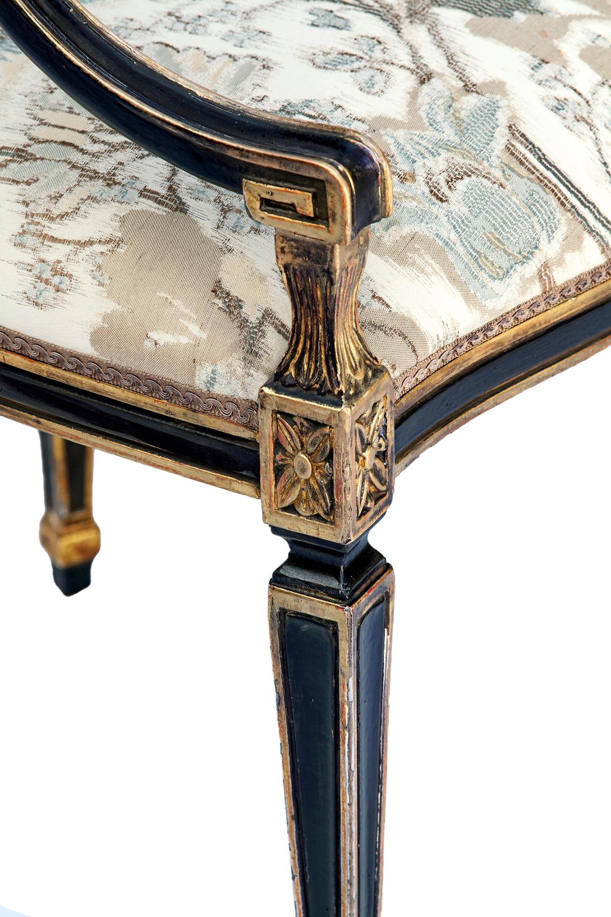 Dennis & Leen Ebonized and Parcel-Gilt Bracelet Armchairs; a pair 1