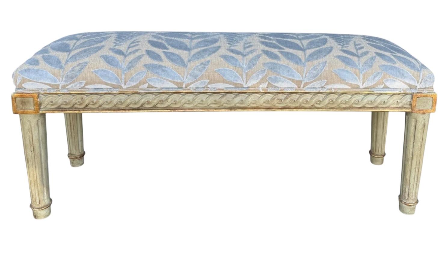 Dennis & Leen for Formations Furniture Neoclassical Cut Velvet Bench In Good Condition For Sale In LOS ANGELES, CA