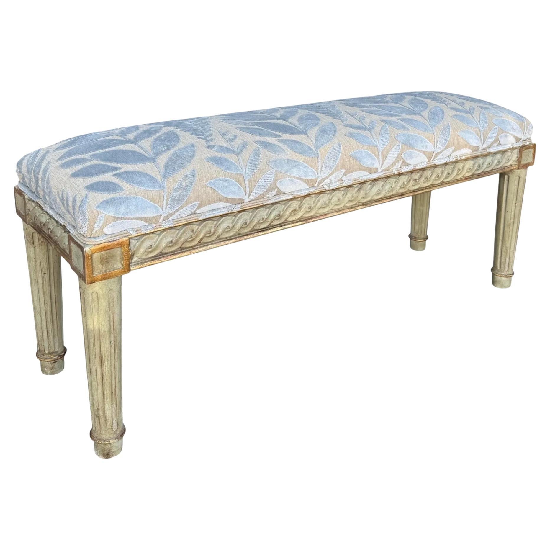 Dennis & Leen for Formations Furniture Neoclassical Cut Velvet Bench For Sale