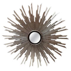 Dennis & Leen for Formations Furniture Silver Giltwood Starburst Convex Mirror